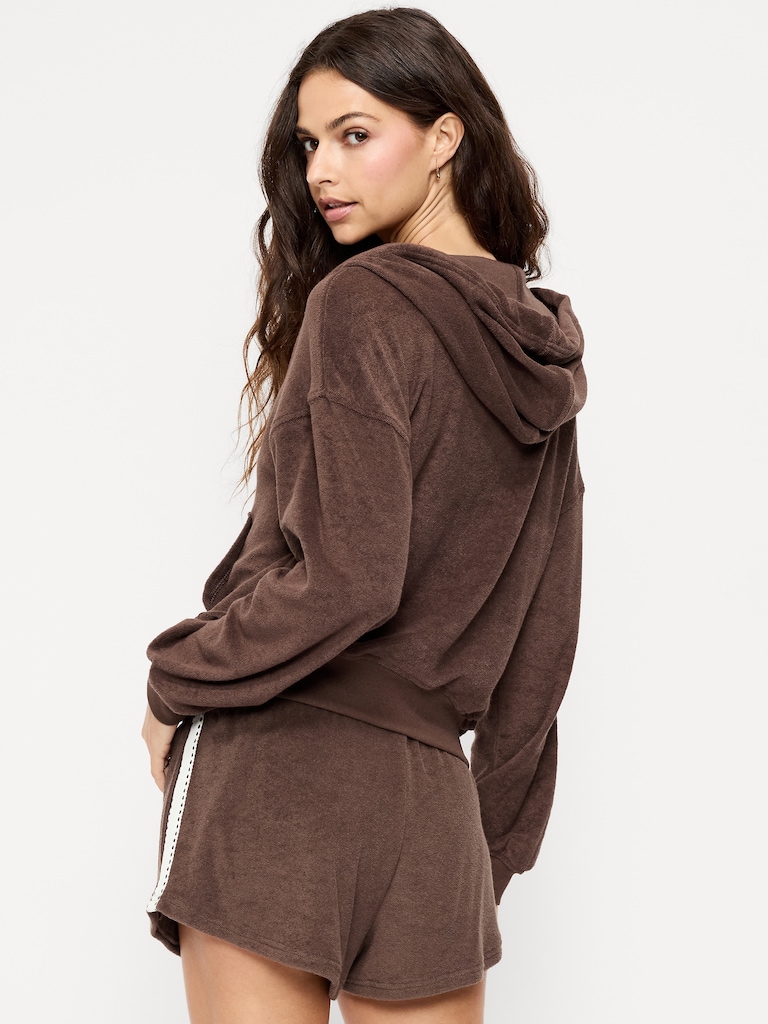 Terry Cloth Full-Zip Hoodie Sweatshirt