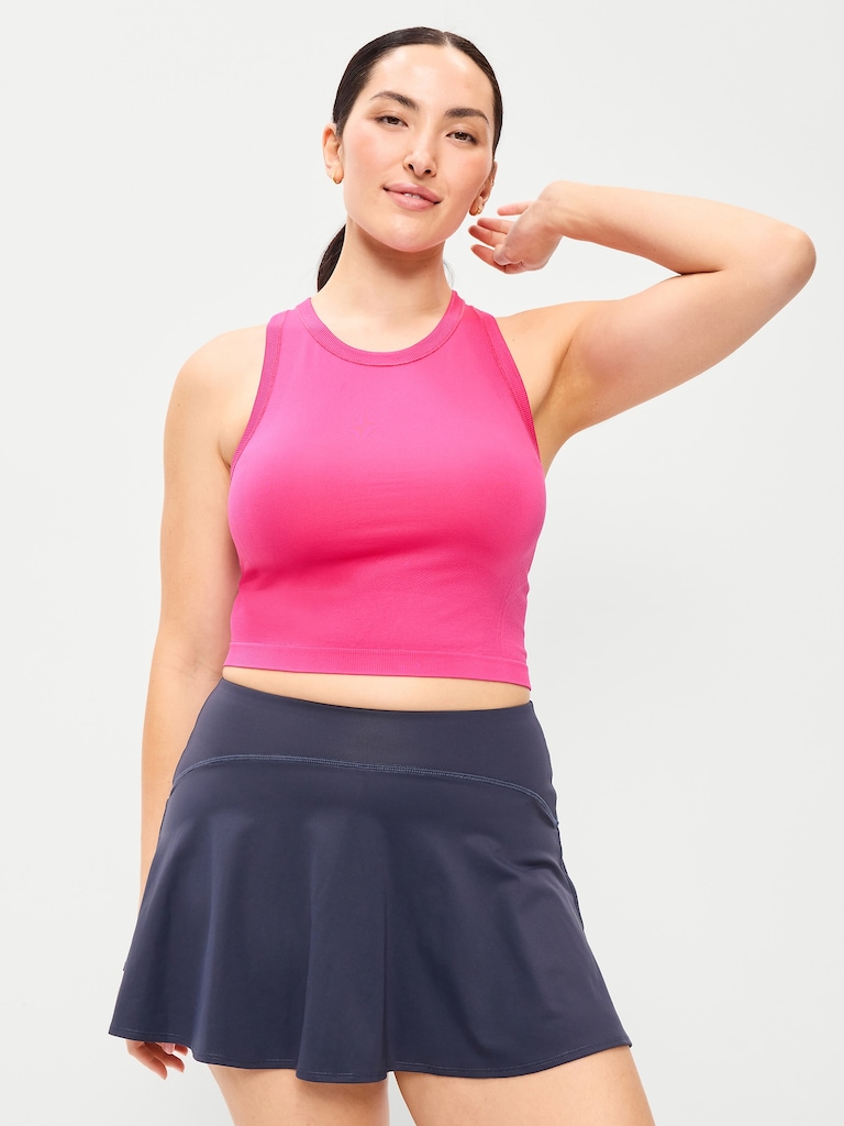 Seamless Fitted High-Neck Crop Top