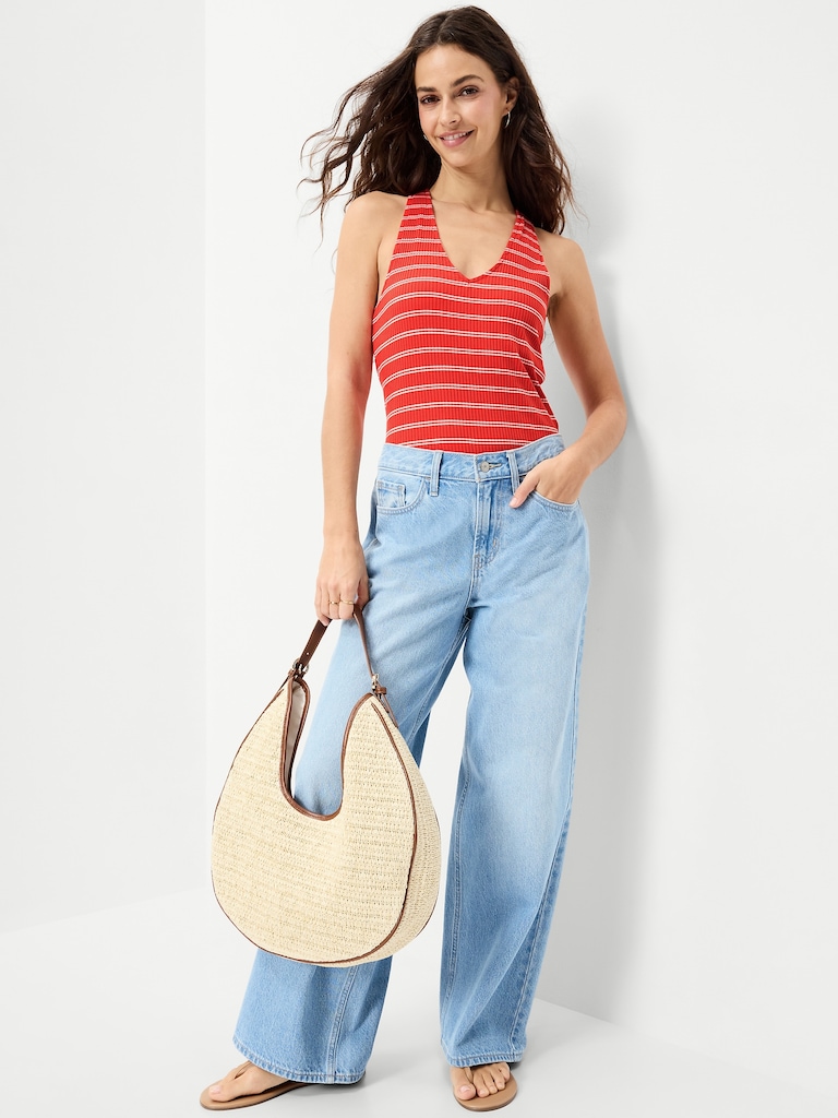 Sleeveless Ribbed Loop-Back Tank Top