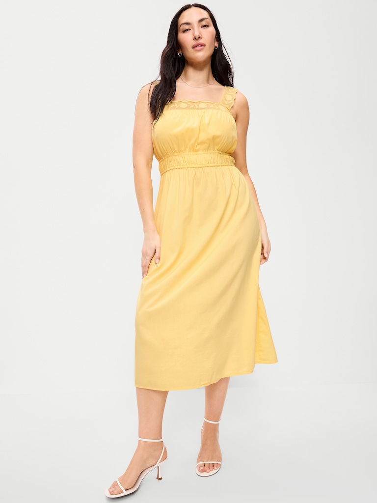 Fit & Flare Smocked-Waist Midi Dress