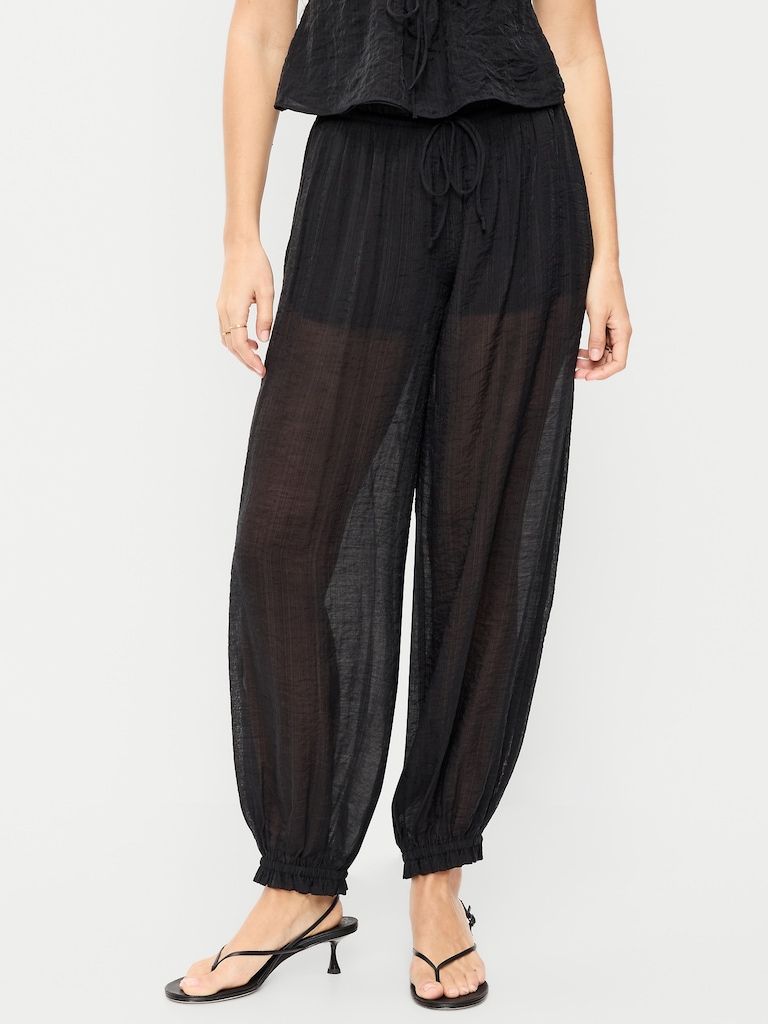 High-Waisted Chiffon Harem Pants