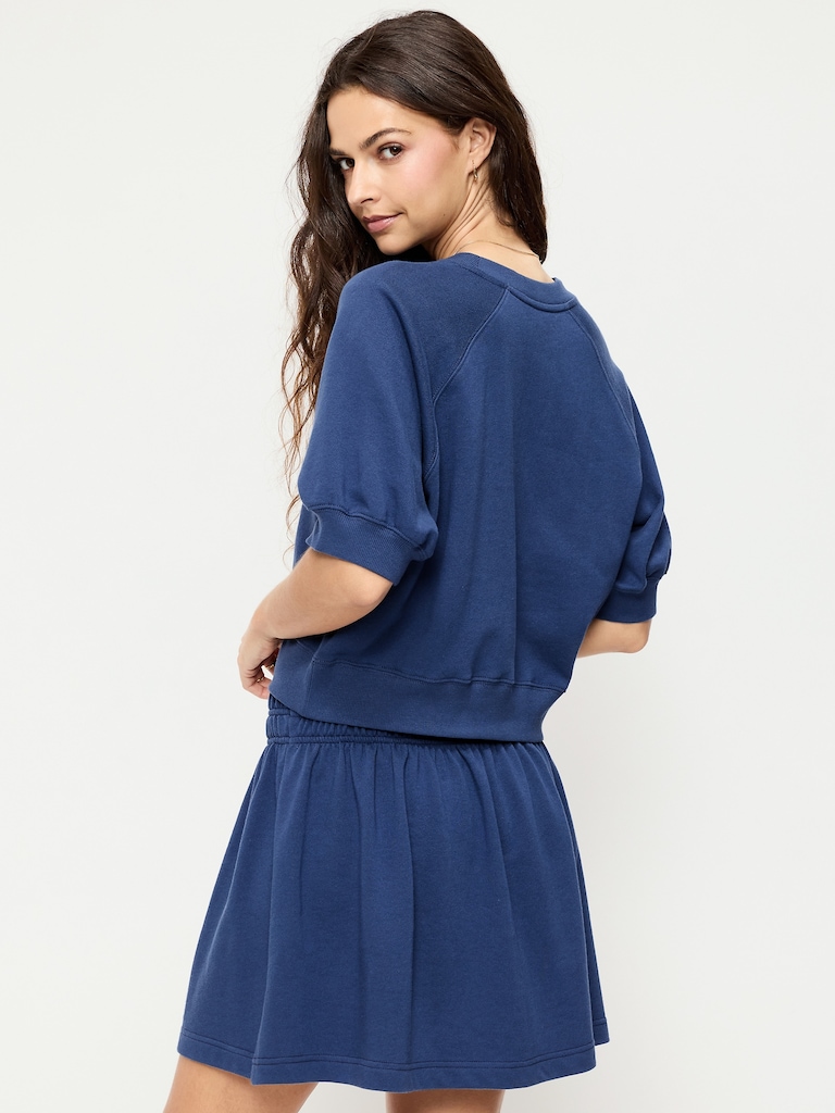 Short-Sleeve Cropped Raglan Sweatshirt