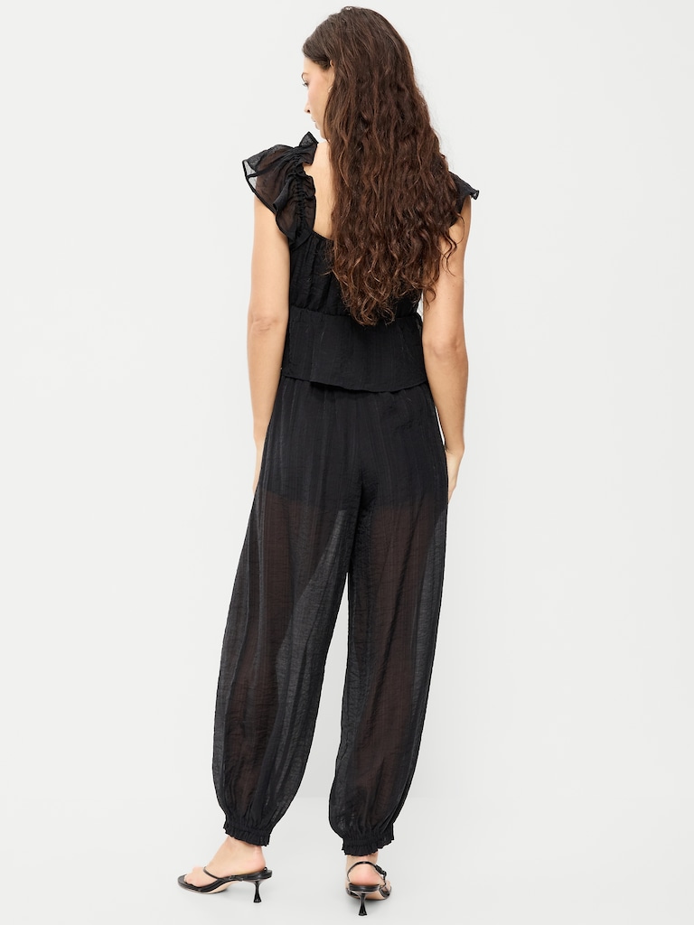 High-Waisted Chiffon Harem Pants