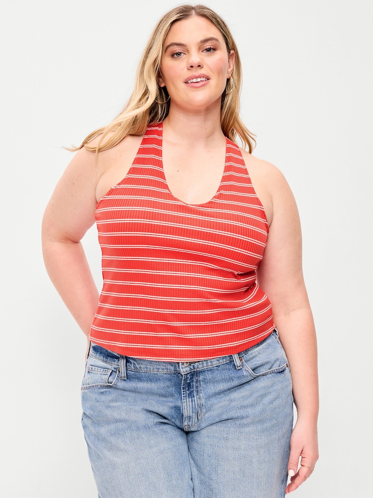 Sleeveless Ribbed Loop-Back Tank Top