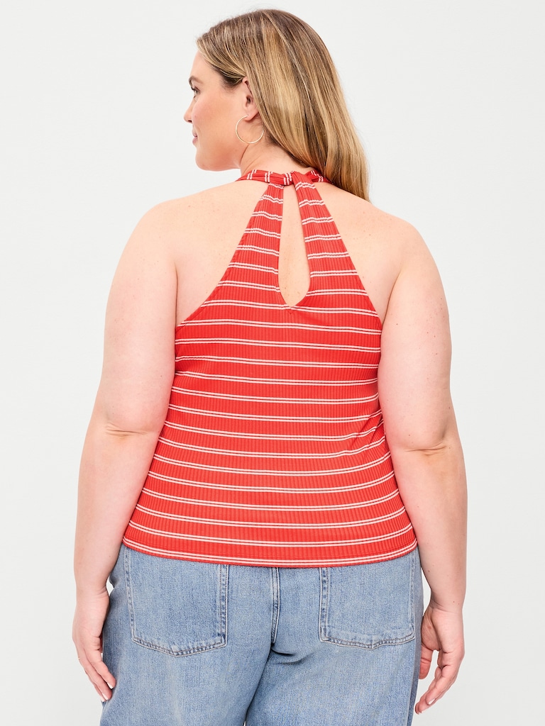 Sleeveless Ribbed Loop-Back Tank Top