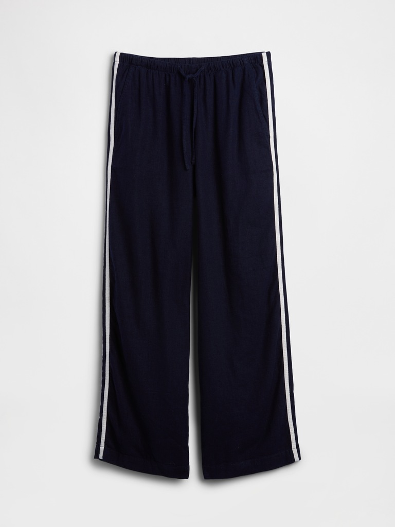 Linen-Blend Stripe Wide-Leg Pants