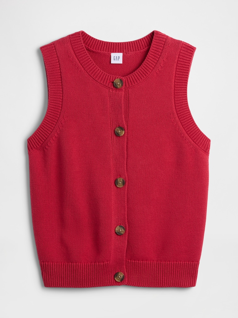 Sleeveless Button-Up Sweater