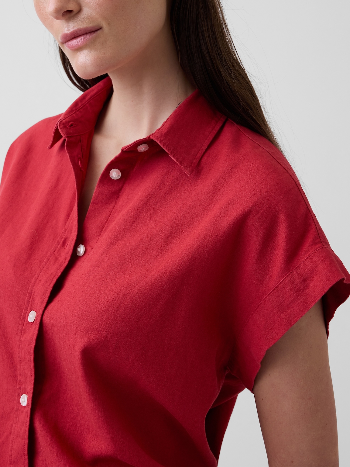 Linen-Blend Oversized Shirt