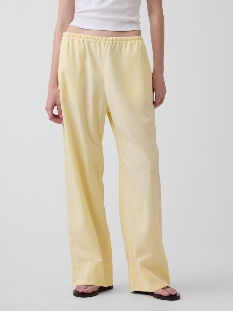 Linen-Blend Easy Wide-Leg Pants