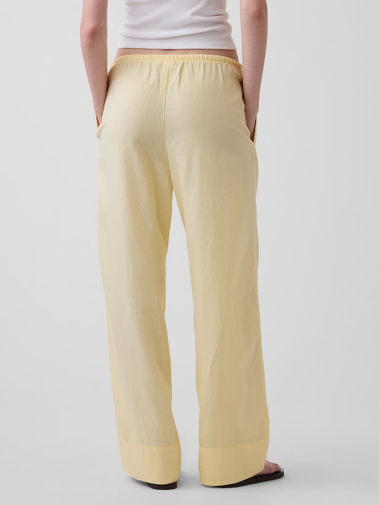 Linen-Blend Easy Wide-Leg Pants