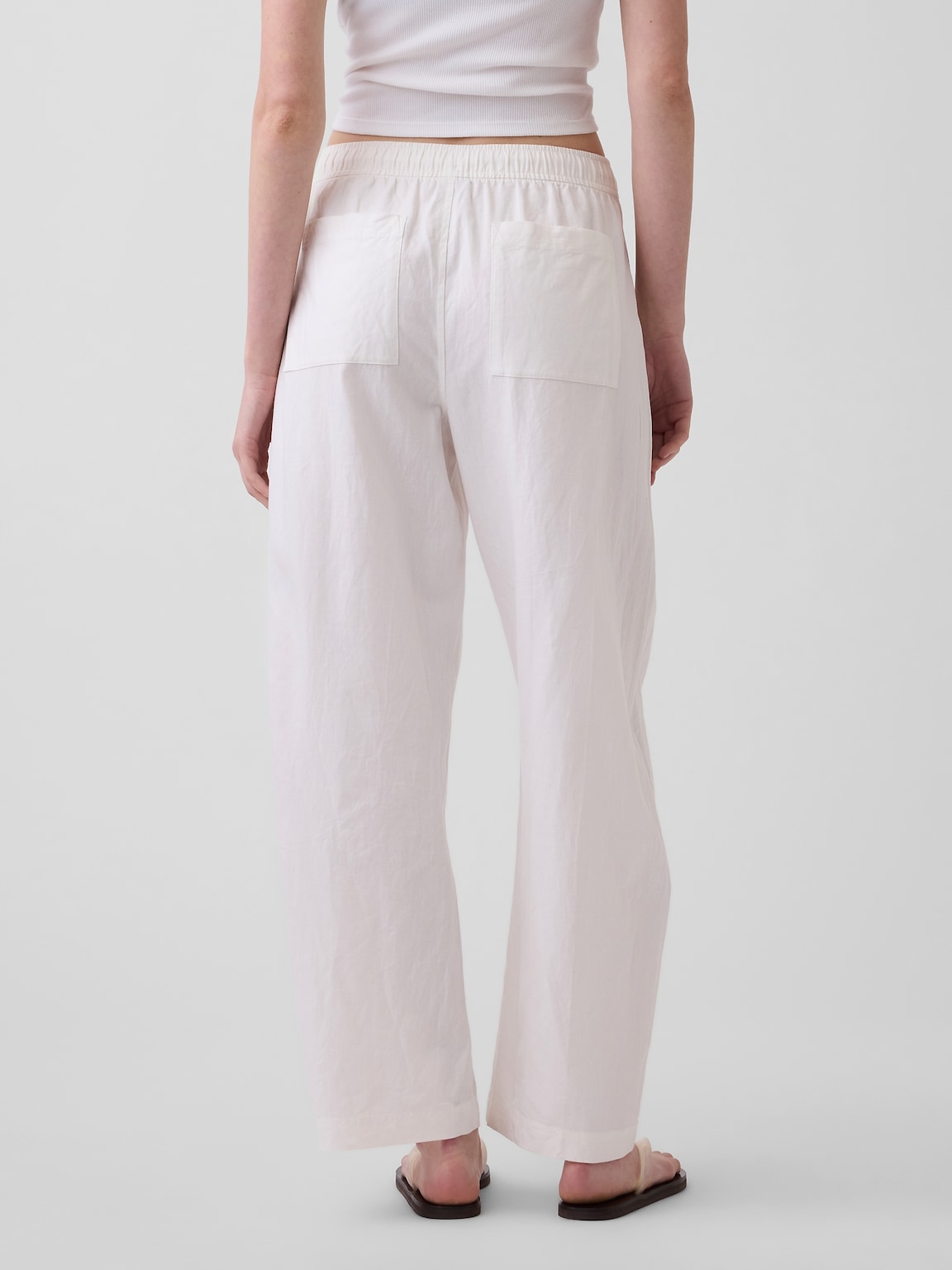 Linen-Blend Easy Barrel Pants