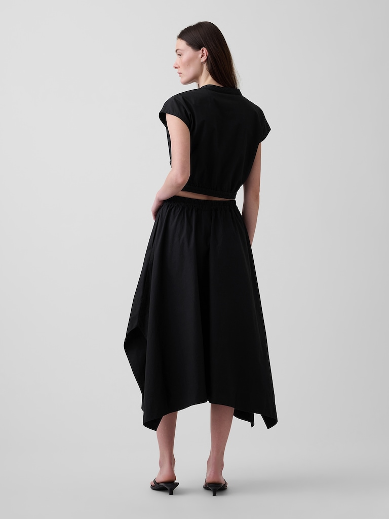 Poplin Handkerchief Midi Skirt