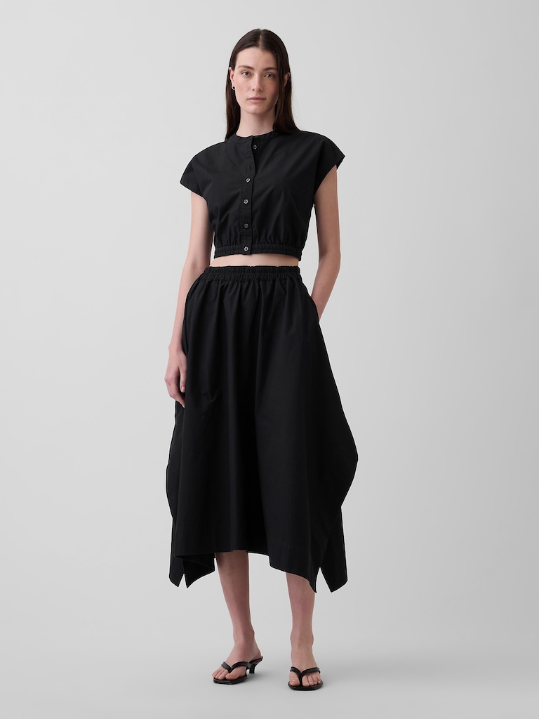 Poplin Handkerchief Midi Skirt