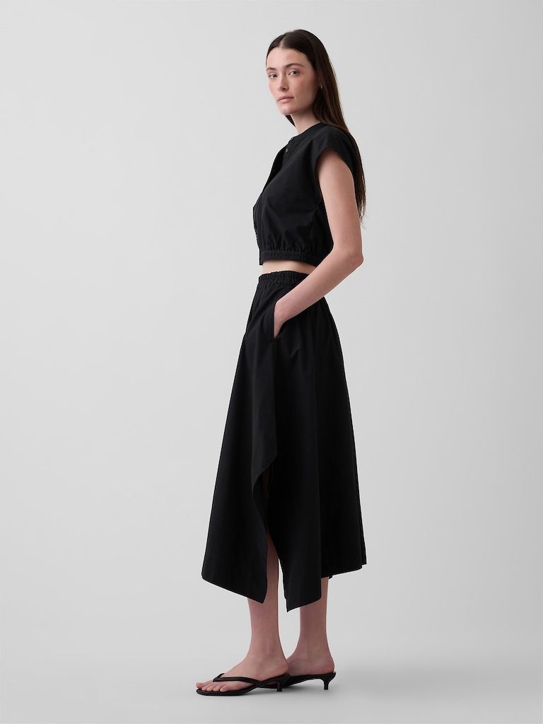 Poplin Handkerchief Midi Skirt