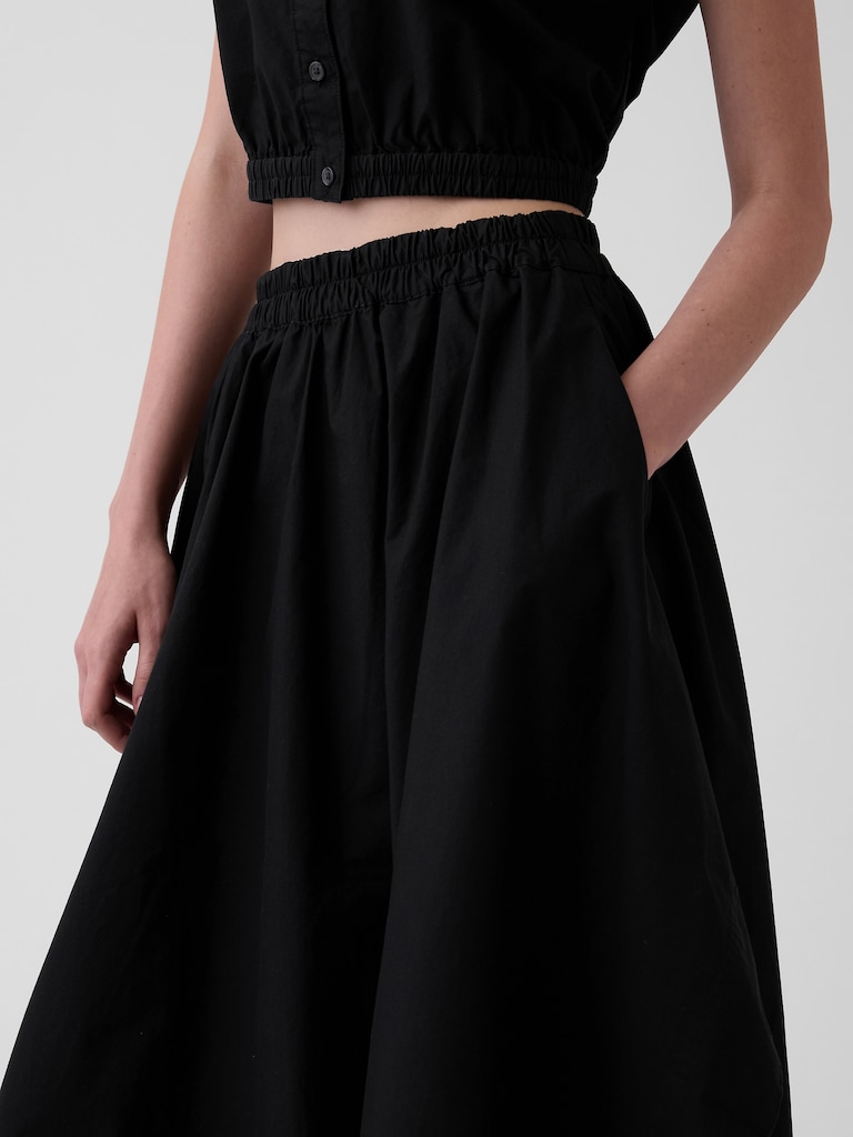 Poplin Handkerchief Midi Skirt