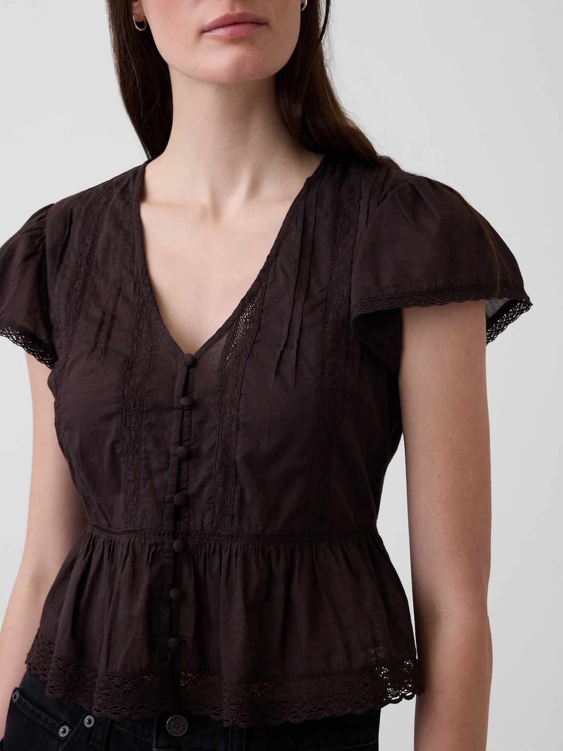 Lace Voile Peplum Crop Top