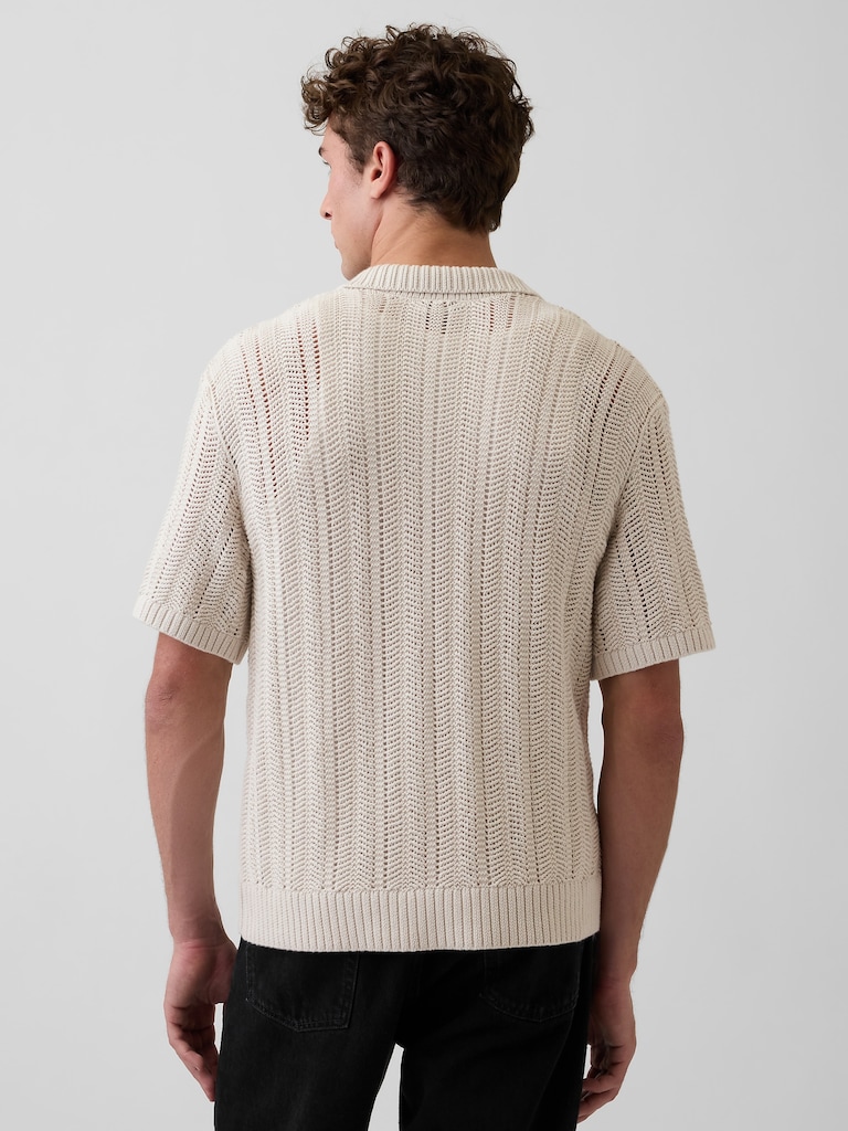 Herringbone Crochet Sweater Shirt