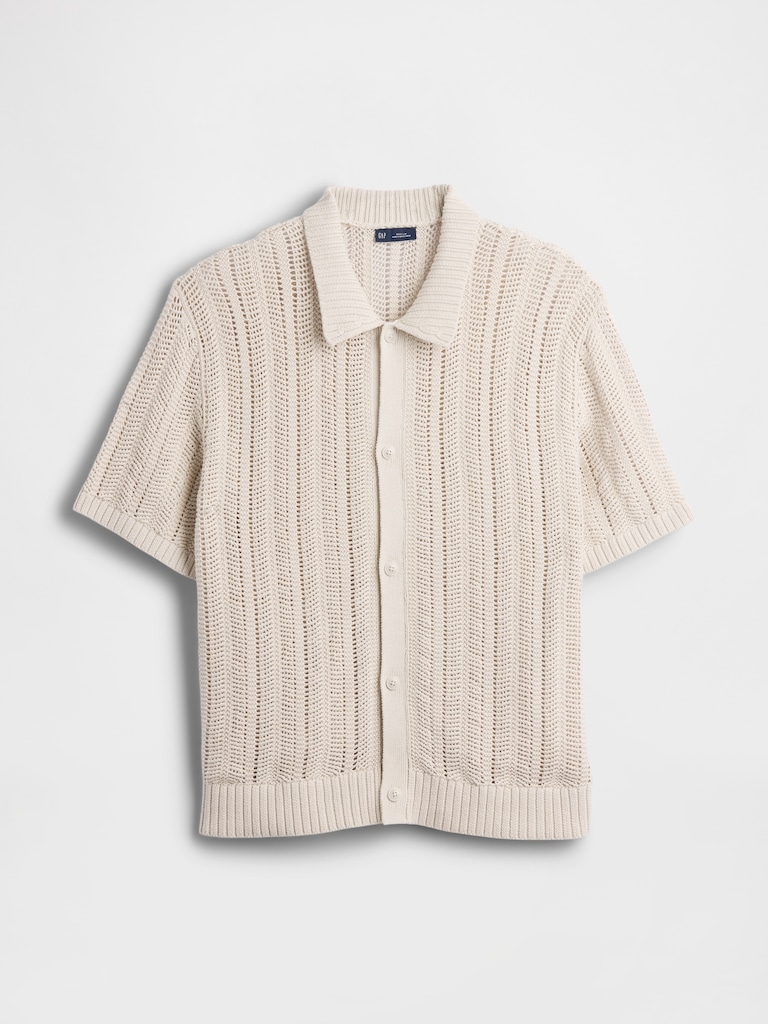 Herringbone Crochet Sweater Shirt