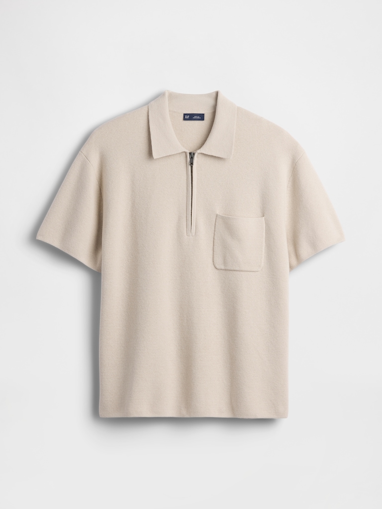 Oversized Quarter-Zip Pocket Polo Sweater