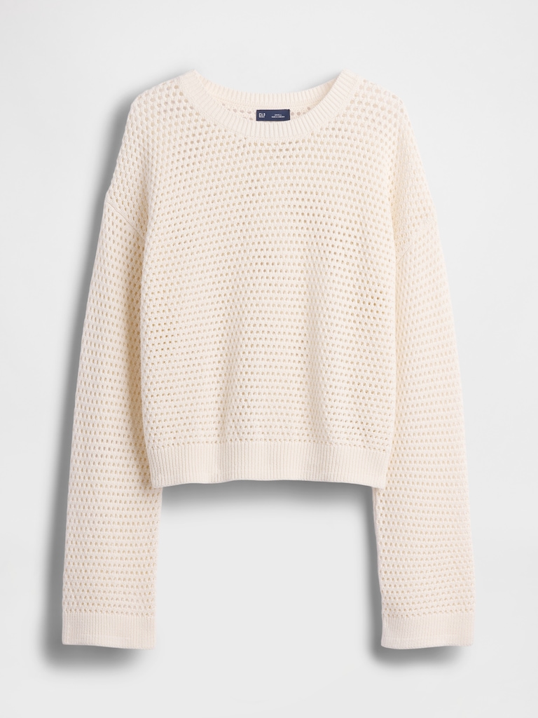 100% Cotton Crochet Relaxed Sweater