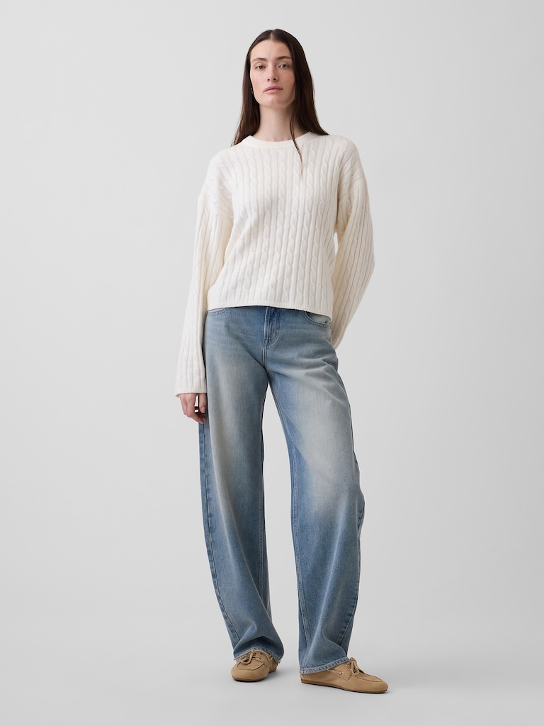 CashSoft Oversized Cable-Knit Sweater