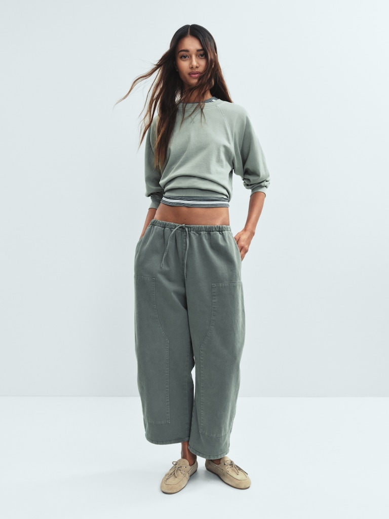 Pantalon coupe baril confort à double panneau aux genoux