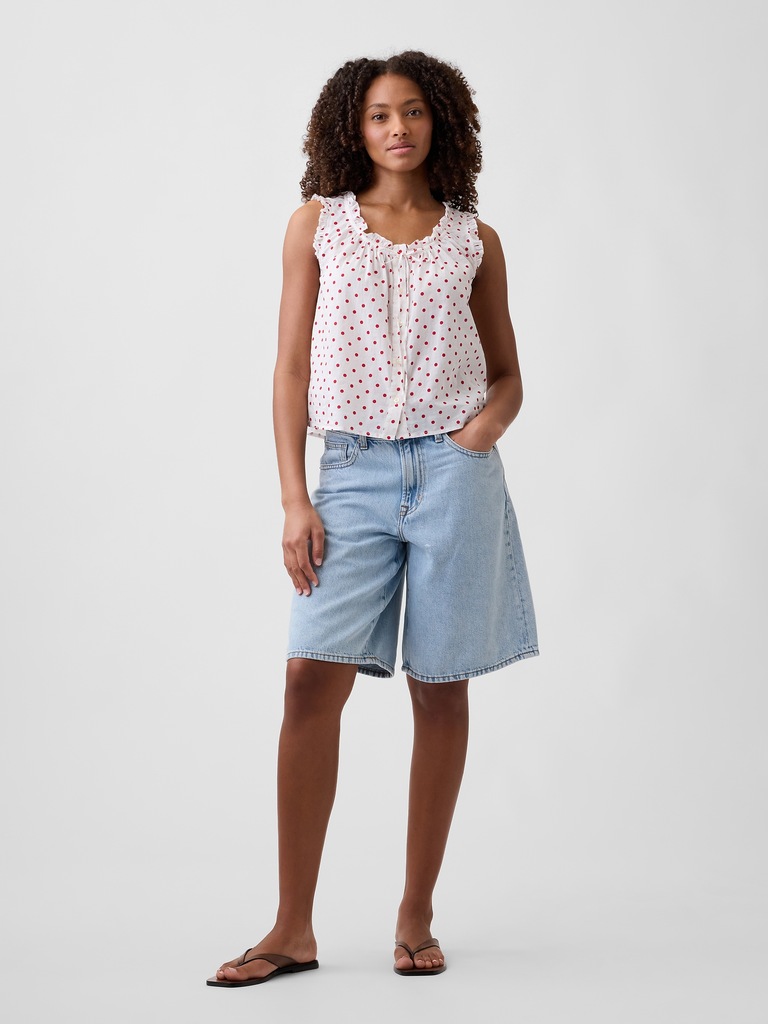 Relaxed Sleeveless Tie-Neck Top