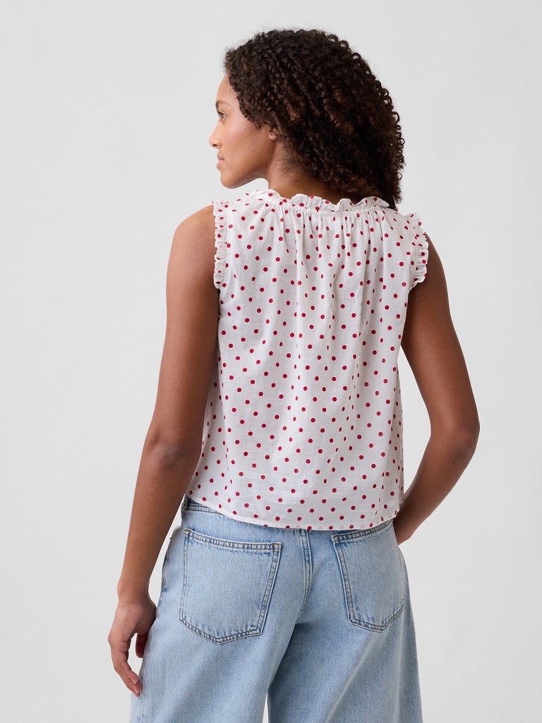 Relaxed Sleeveless Tie-Neck Top