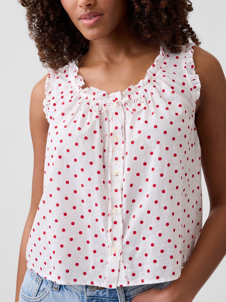 Relaxed Sleeveless Tie-Neck Top