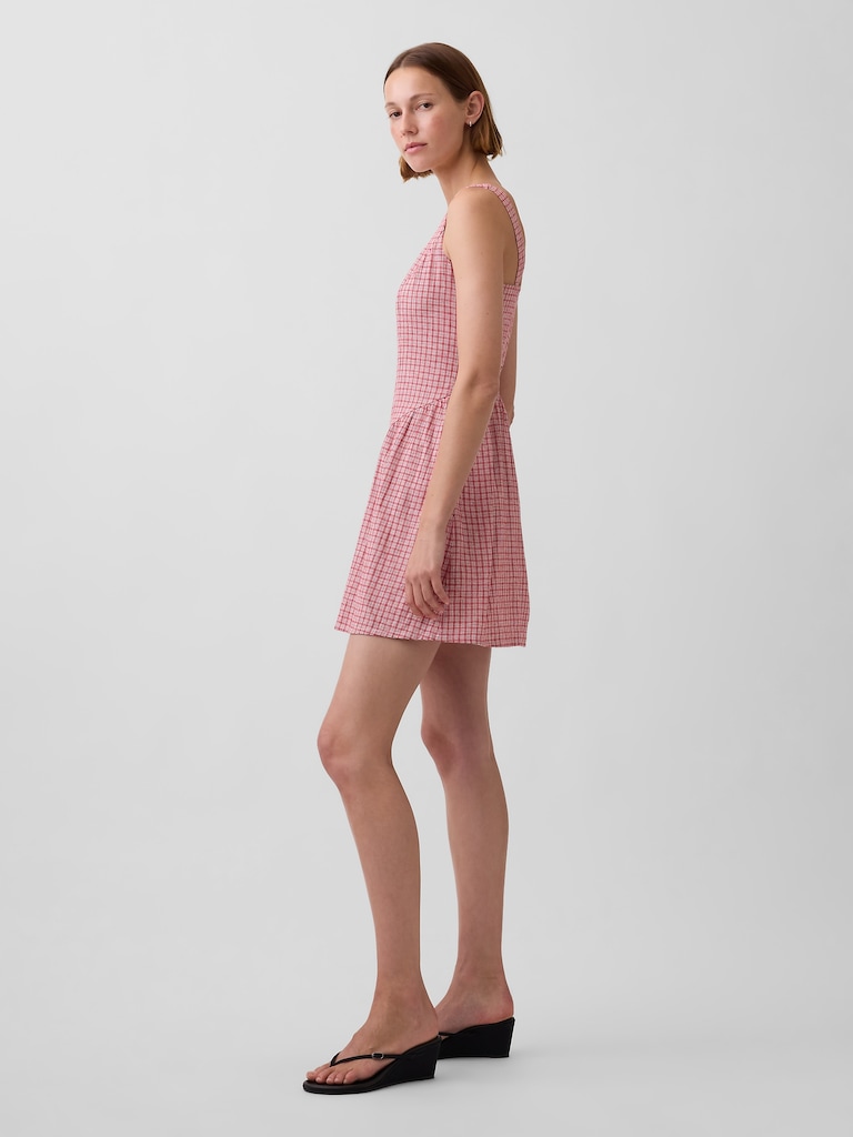 Linen-Blend Drop-Waist Mini Dress