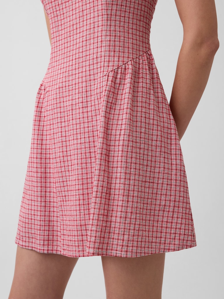 Linen-Blend Drop-Waist Mini Dress