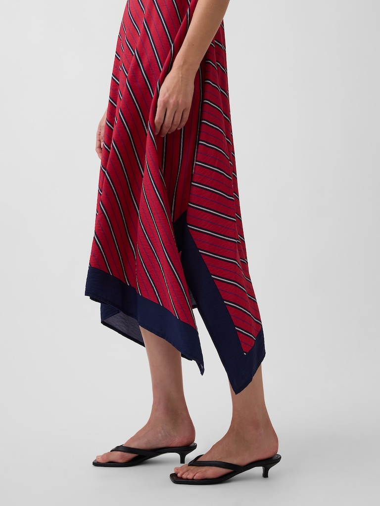 Stripe Handkerchief Midi Dress