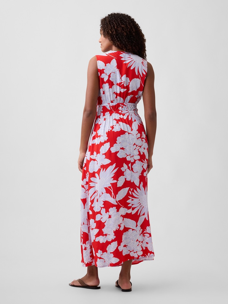 Sleeveless Tie-Front Maxi Dress