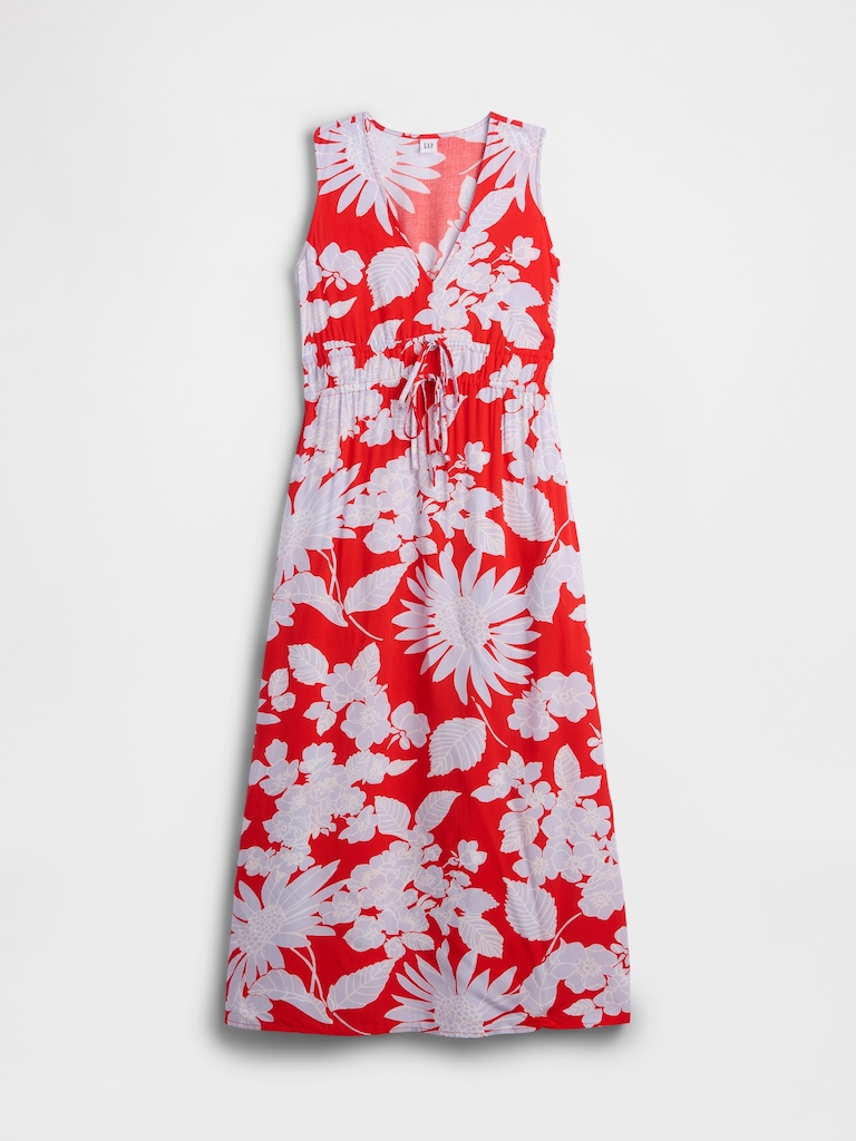 Sleeveless Tie-Front Maxi Dress