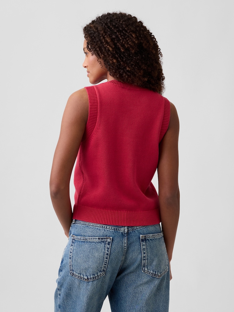 Sleeveless Button-Up Sweater