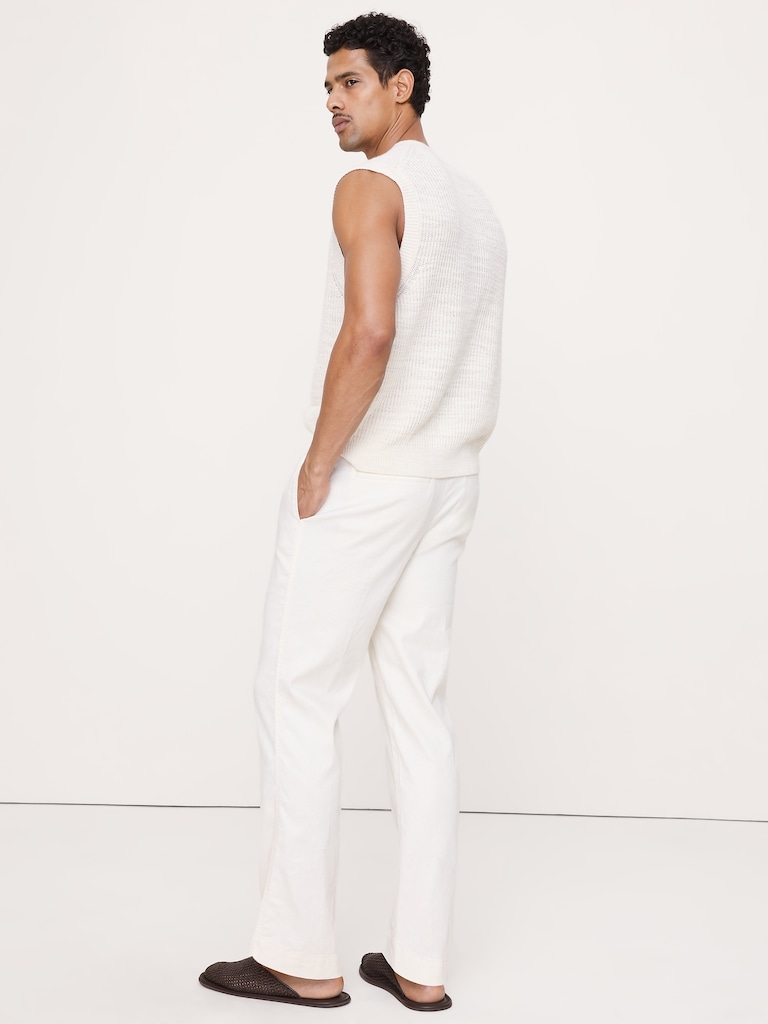 Straight Italian Linen-Cotton Pull-On Pant