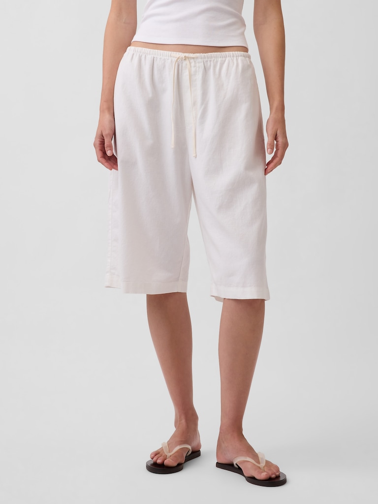 Linen-Blend Relaxed Easy Culotte Pants