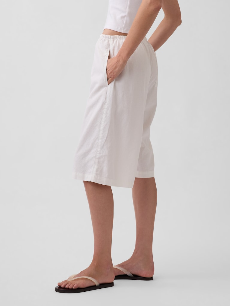 Linen-Blend Relaxed Easy Culotte Pants