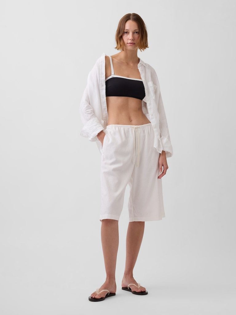 Linen-Blend Relaxed Easy Culotte Pants