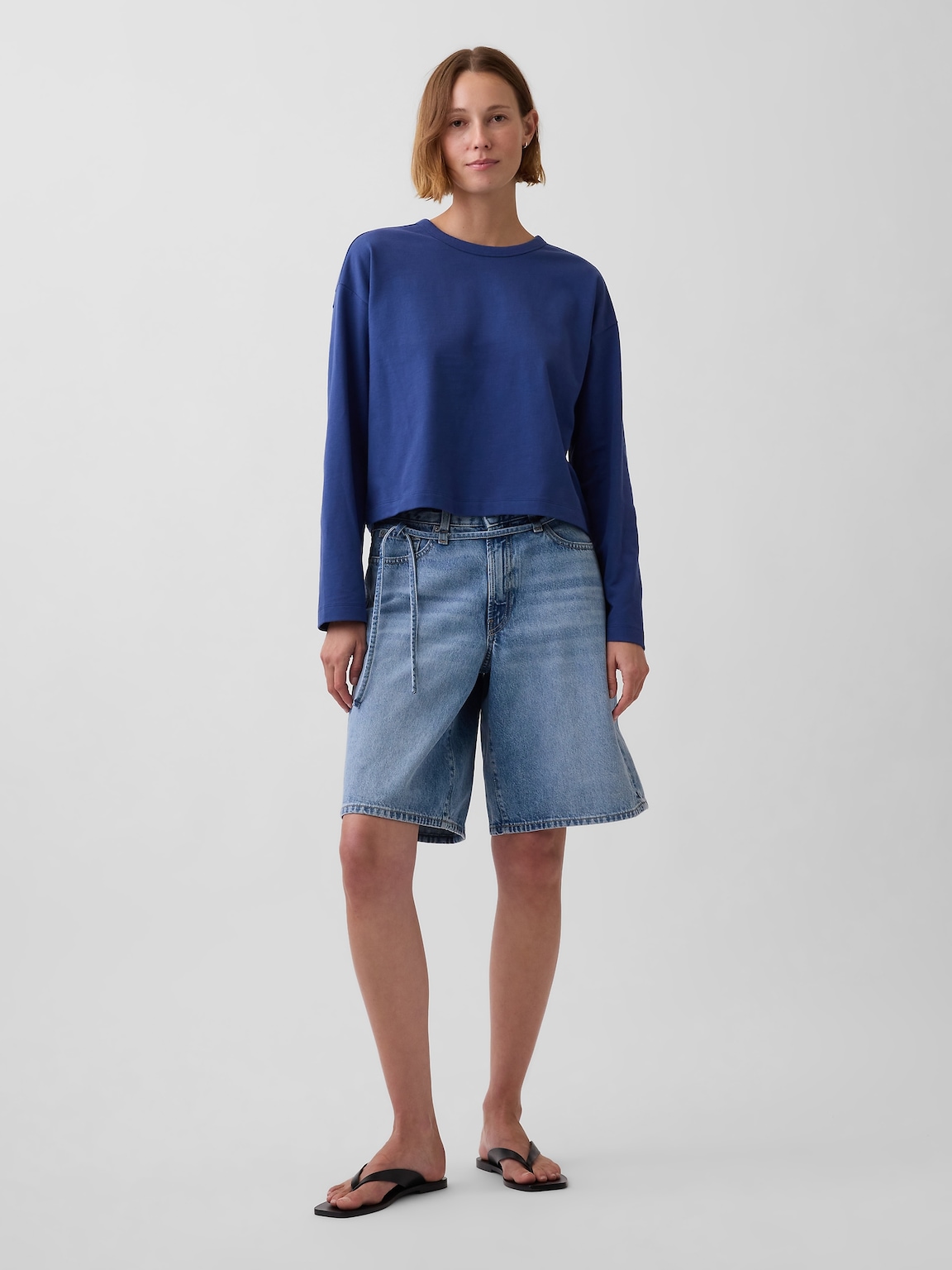 Knit Oversized Crop T-Shirt