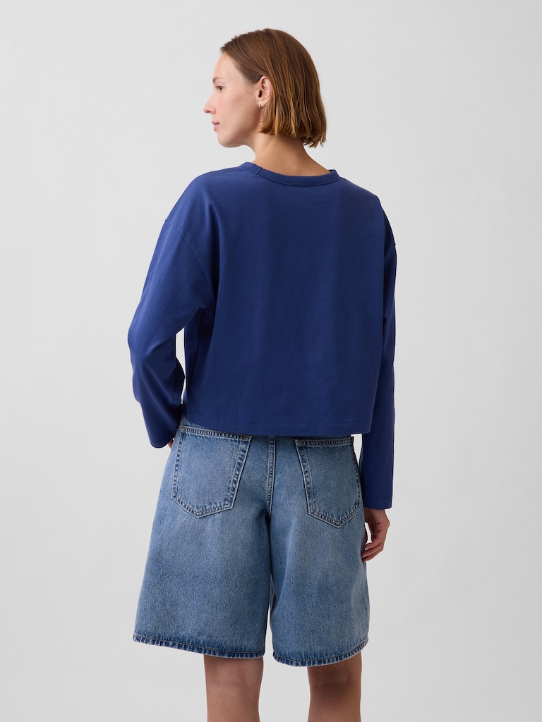 Knit Oversized Crop T-Shirt