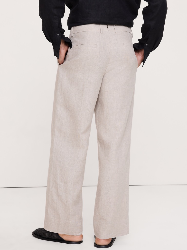 Loose Pleated Linen Dress Pant