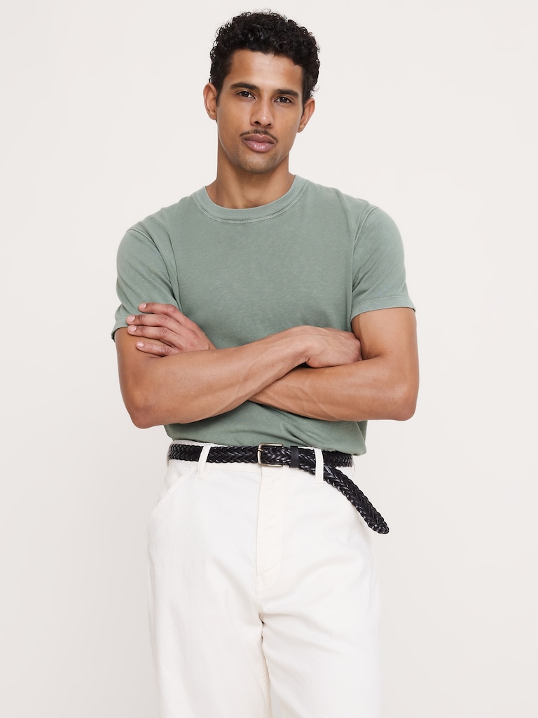 T-shirt ras du cou classique en coton flammé