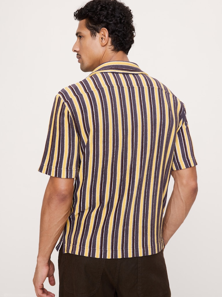 Chemise de vacances en tissu bouclette rayé