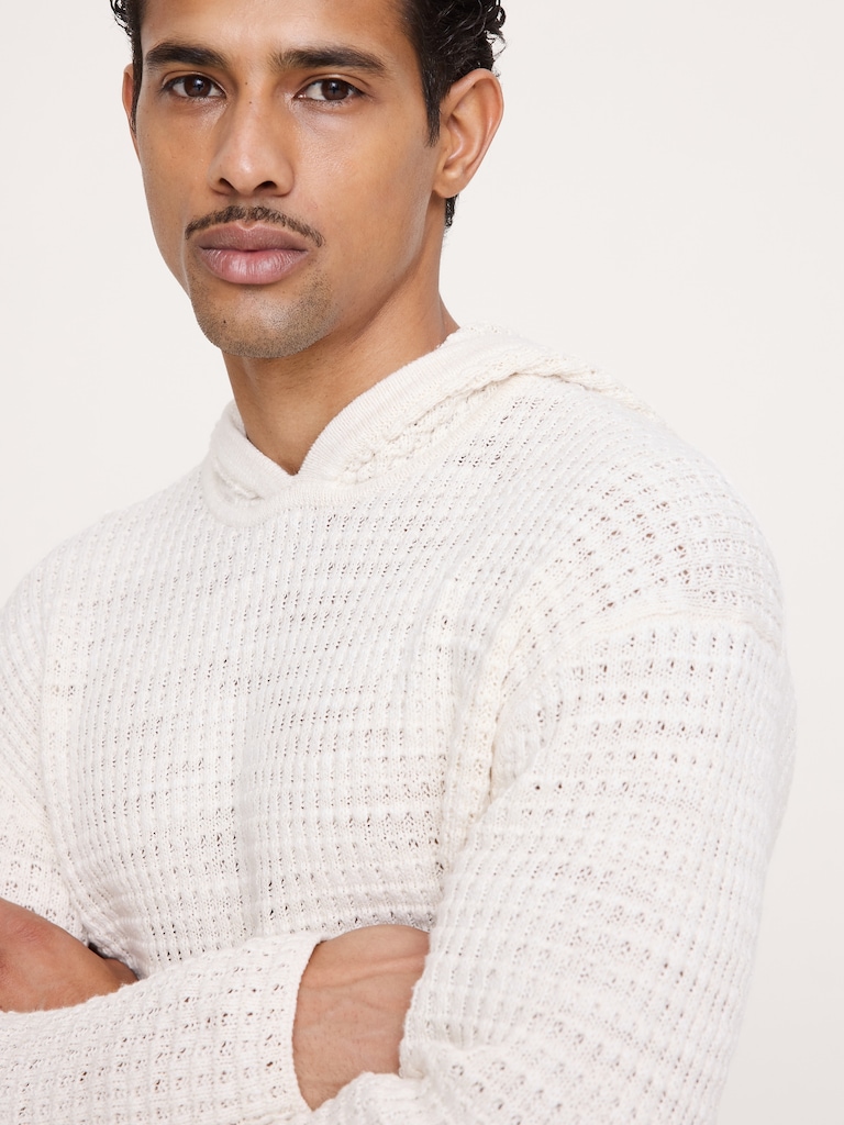 Linen-Cotton Sweater Hoodie