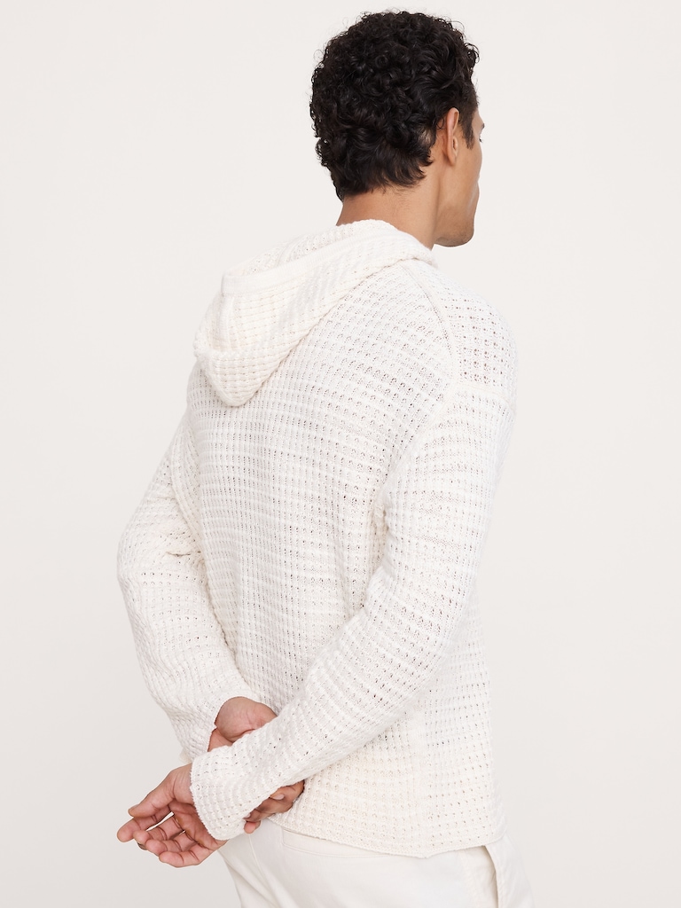 Linen-Cotton Sweater Hoodie