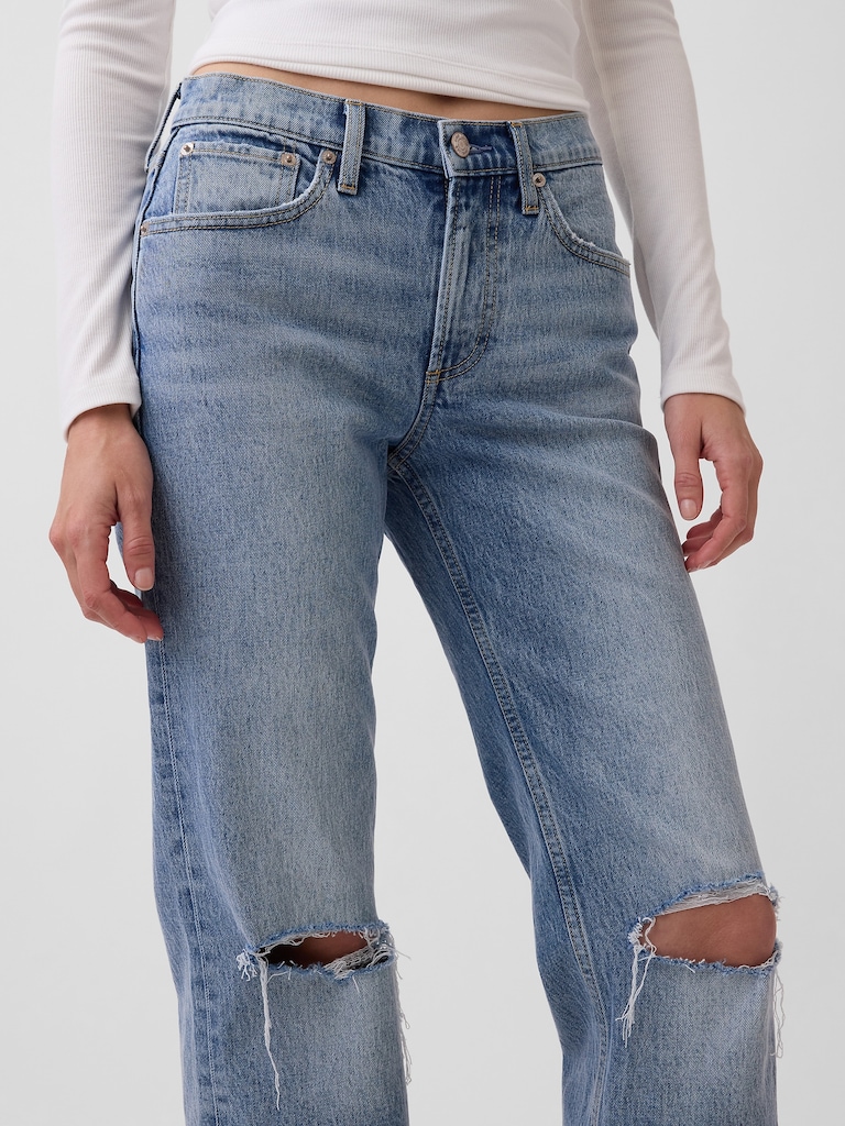 Mid Rise Straight Jeans