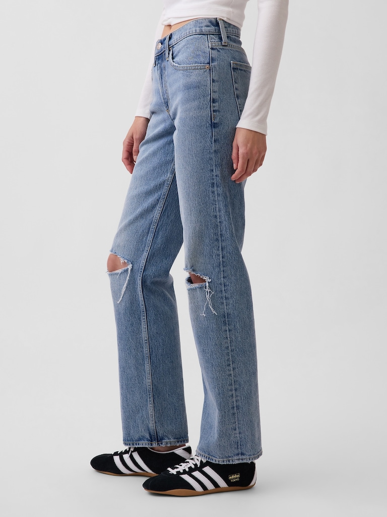 Mid Rise Straight Jeans