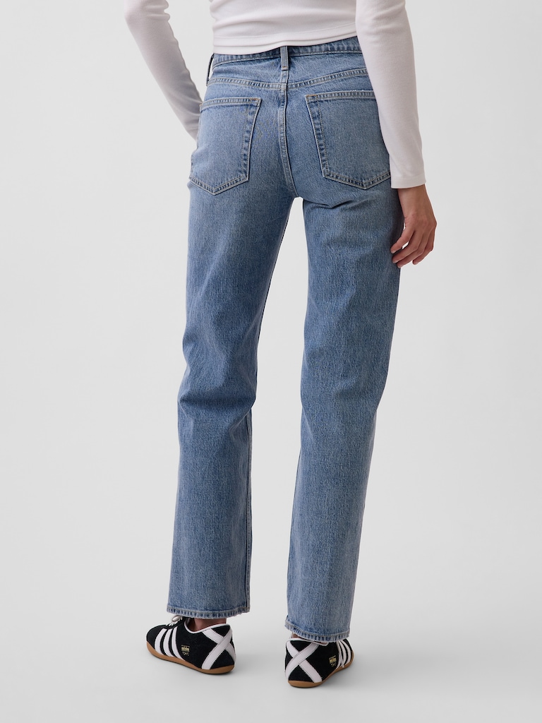 Mid Rise Straight Jeans