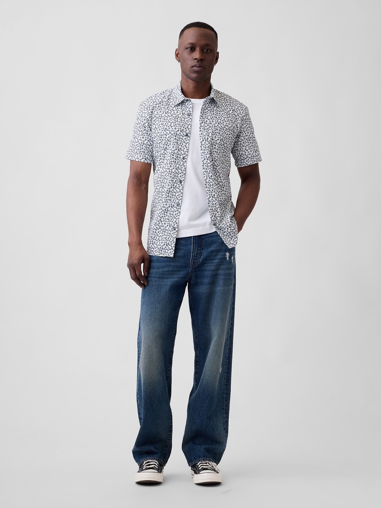 Stretch Poplin Shirt in Standard Fit